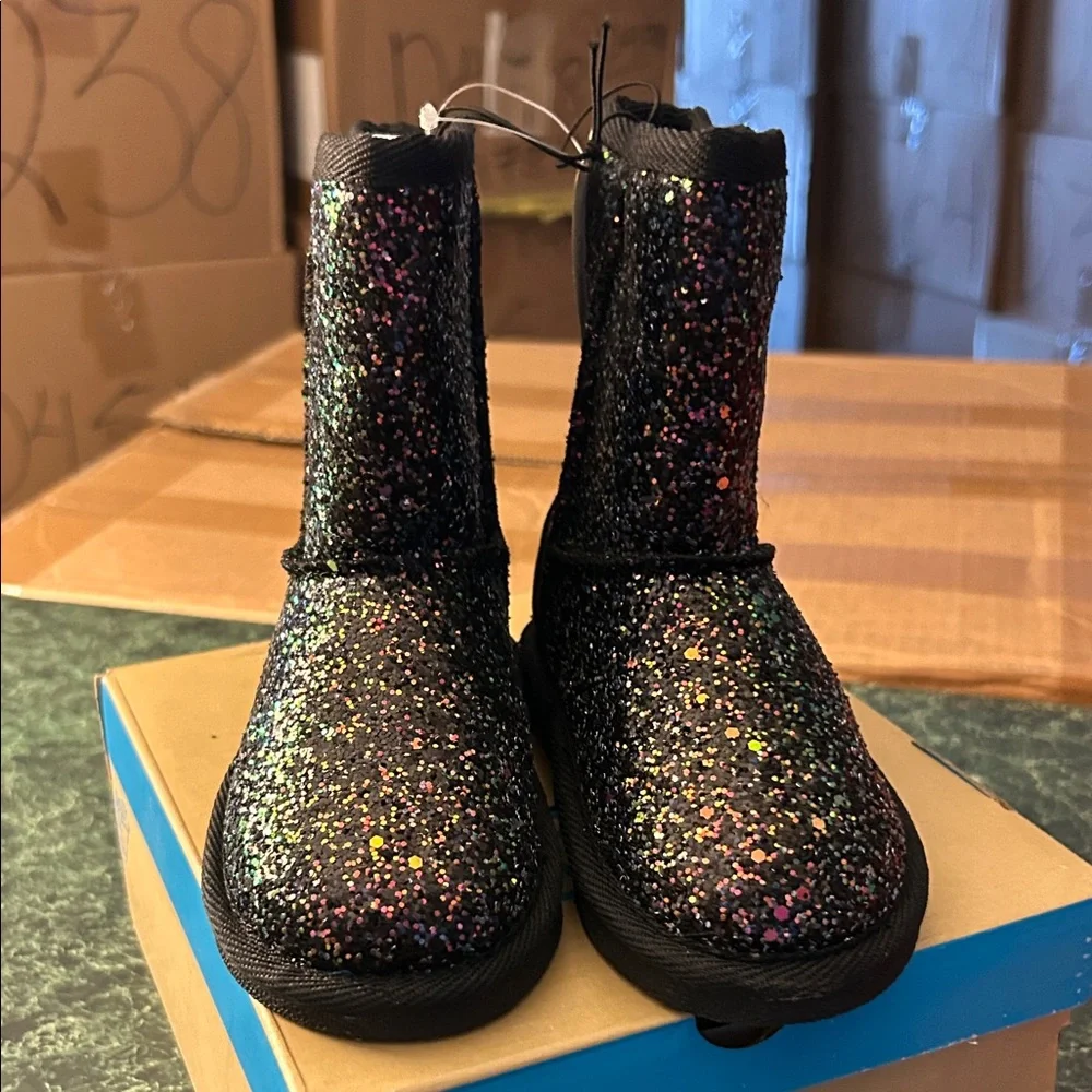 Sparkly Black Kids Rain & Snow Boots